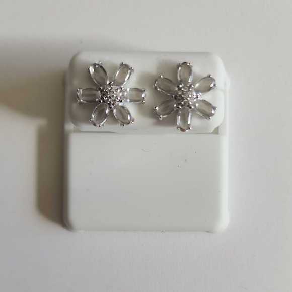 None Jewelry - Dazzling Sterling Silver Flower Earrings 925